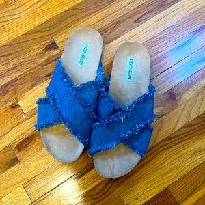 Never been worn cute denim slides
